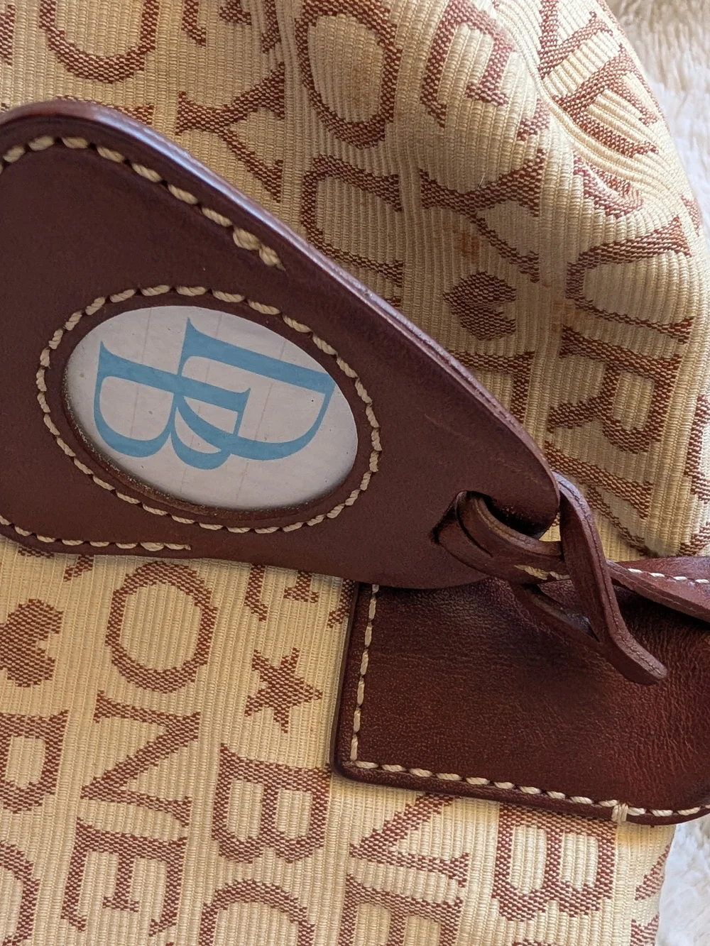 Dooney & Bourke Vintage 90/ Y2K Beige Canvas Tote with Brown Leather Trim